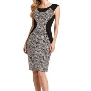 Express Y2K Dress Size 8 Black Cheetah Print Sleeveless Pencil Full Back Zip